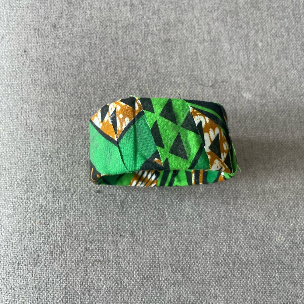 African Kitenge Ankara Bracelet Green and Brown Wax Printed Handmade